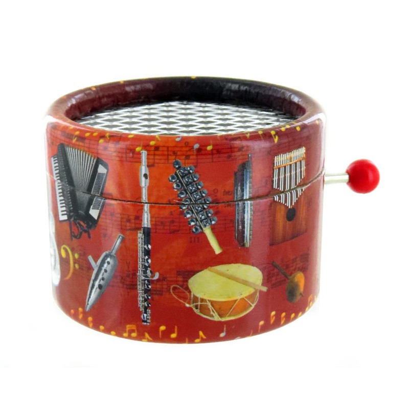 Lutèce Créations Round hand-cranked musical box/music box made of reinforced