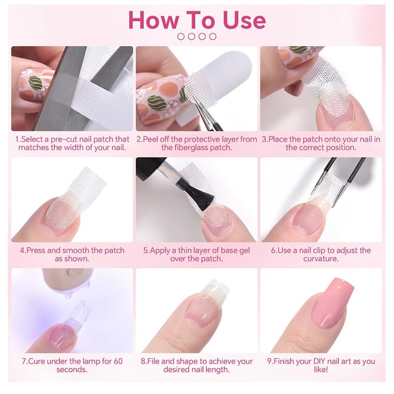 KADS Fiberglass Silk Nail Tips - 10 Sheets x 7