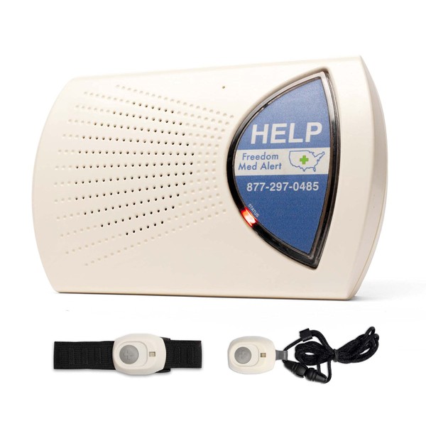 Freedom Med Alert - MXD Medical Alert System - Long Range, Home Based Alerts - Personal Emergency Button Necklace & Wristband - Waterproof - 24/7 Monitoring for Senior & Elderly - 4 Months Service
