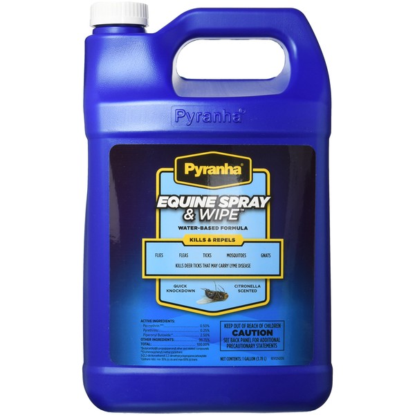 Pyranha 001EQSPG 068180 Equine Spray & Wipe Insect Repellent, 1 Gallon