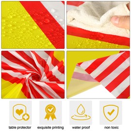 Oudain 6 Pcs Striped Tablecloth 108 x 54 Inch Disposable Plastic Table Cloth Waterproof Tablecloth Rectangle Table Cover for Birthday Wedding Bridal Party Supplies (Red White Blue Yellow)