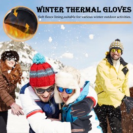 2 Pairs Winter Thin Thermal Gloves Waterproof Finger Touch Screen Non-Slip Cold Resistant Gloves Windproof Warm Winter Running Gloves for Womens Outdoor Sports,Cycling,Driving,Hiking