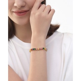 ARTLOVER Tennis Bracelets for Women, 14K White Gold Plated 5mm Multi Colored CZ Bracelet | Size 7.7-7.8 Inch (5mm gold)