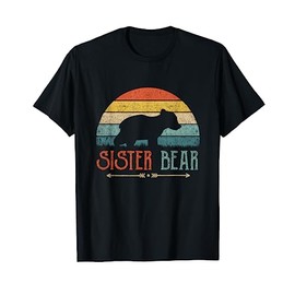 Gift Sister Retro Sister Bear T-Shirt, black