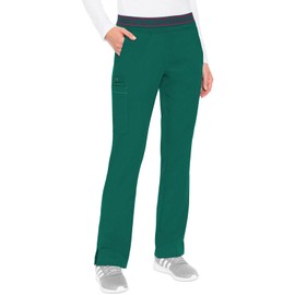 Med Couture Women's Yoga Pull-On Pant with 7 Pockets Ultra-Soft Rib-Knit Waistband and 2-Way Stretch Technology - MC7739, M, Hunter Green