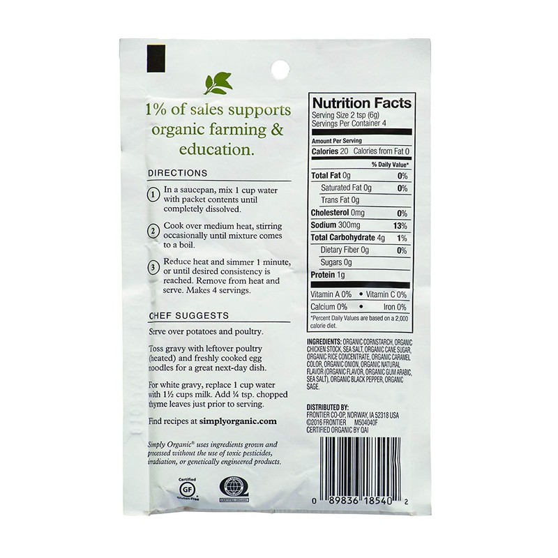 Simply Organic Chicken Flavored Gravy Mix Certified Organic, 0.85 Oz