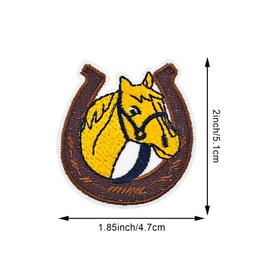 6PCS Brown Horse Head Horseshoe Patch, Western Farm Animals Applique Embroidered Iron On Sew On Patches for Holes Clothing, Jeans, Hat, Backpacks, Clothes
