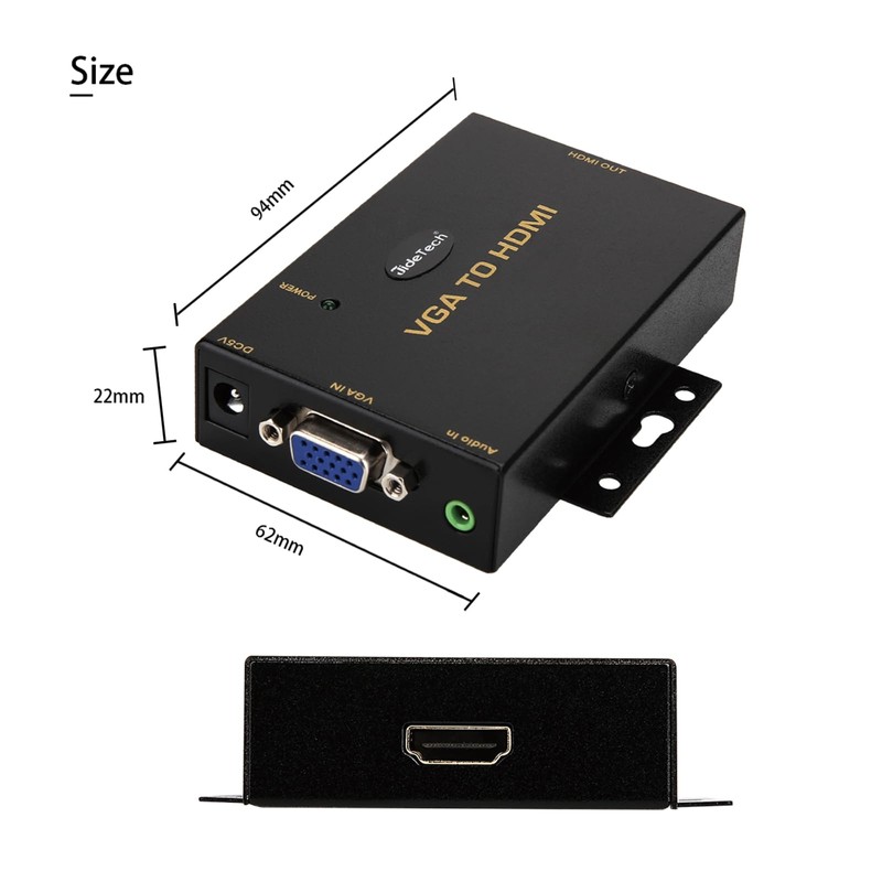 JideTech 1080P VGA to HDMI Converter with 3.5mm Audio Port