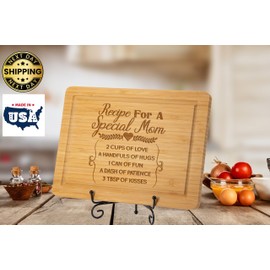 Recipe for Special Mom Cutting Board, Mothers Day Gifts for Mom, Kitchen Decor Mom Recipe, Natural Bamboo Charcuterie Boards for Moms, Cutting Board Gift for Mother