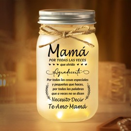 Regalos para Mamá, Mason Jar Night Light Gifts for Mom in Spanish, Regalo De Cumpleaños para Madre, Spanish Mom Birthday Gifts, Regalos para Mujer