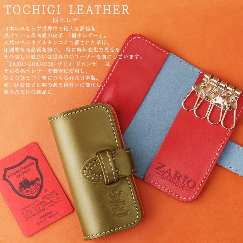 Zario Grande ZAG-0006 Key Case, Unisex, Tochigi Leather, Smart Key