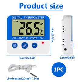 Digital Freezer/Fridge Thermometer with Magnetic Mount and Stander Digital Thermometer with Dual LED Alarm Indicator, Max/Min Memory, Accurate Celsius/Fahrenheit Temperature Display