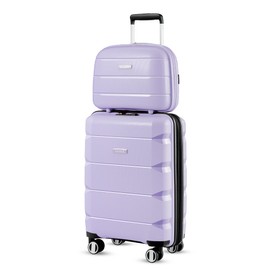 LUGGEX Carry on Luggage with Spinner Wheels, Lightweight Suitcase 2 Piece, Expandable (Purple, 14/20)