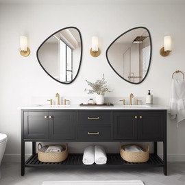 WallBeyond Asymmetrical Mirror, Irregular Wall Mirror, Wall Mirrors Decorative for Bedroom Living Room entryway Hall, Wall Mirror for mid Century Modern Decor 24" H x 19" W, Black