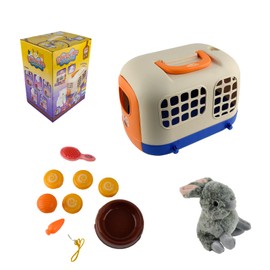 Veterinarian Toy Children with Cage, Kikuo Plush Rabbit Toy, Hersity Veterinary Case Cage with Wheels, Sotodik Grooming Feeding Rabbit for Children 3+ Years Old Girls Boys