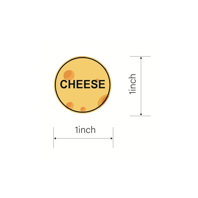 Cheese Sticker, 1inch 500pcs Round Cheese Food Packaging Stickers