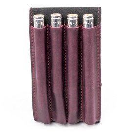 MG Leather Work PICCOLO Trumpet Pipes Holder GENUINE LEATHER Crazy Horse leather case for piccolo trumpet parts Piccolo trumpet pipes leather pouch with magnetic clasp (Marsala)