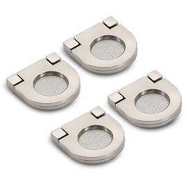 Evionlin 2 Pack 1.37 in Flush Pull Handle BlackInvisible Flip Drawer Handle Dull Polish Concealed Installation Recessed Furniture Grip Cabinet Door Pull Ring Handles with Screws