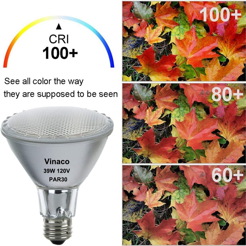 Vinaco PAR30 Long Neck Halogen 39W 120V (PAR30 50W Equivalent),