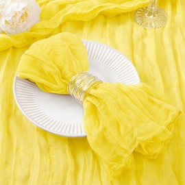 DeZerlor 30 Pack Lemon Yellow Cheesecloth Napkins Washable Summer Yellow Cloth Napkins Set of 30 Cotton Gauze Dinner Table Napkins Bulk 21x21 Inches Lemon Decorations for Baby Shower Wedding Birthday