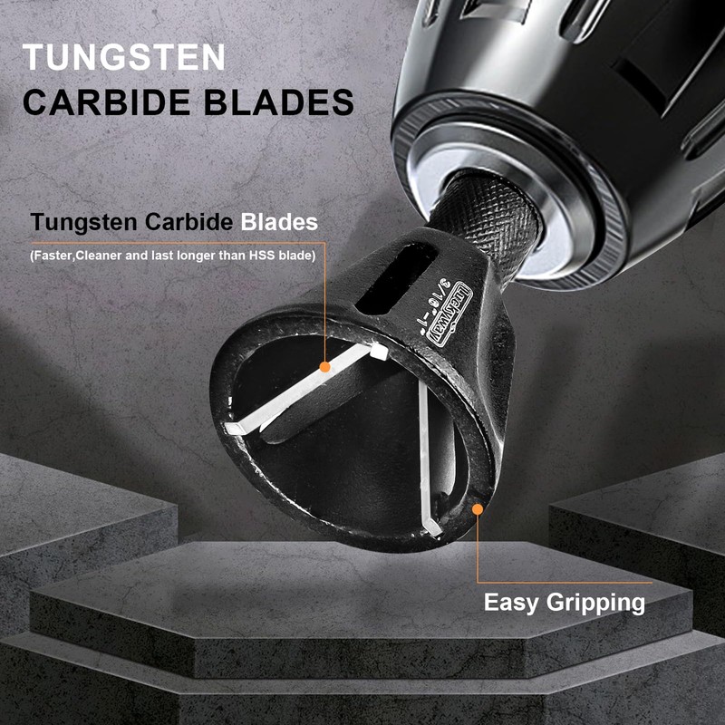 Luckyway 1/8"-3/4" Deburring External Chamfer Tool, Tungsten Carbide Blade, Deburring