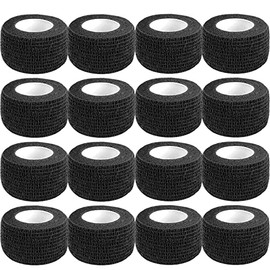 CIYAGPOOU- Vendaje autoadhesivo, 1 pulgada, 5 yardas, paquete de 16 unidades, elástico, flexible, negro, vendas cohesivas, cinta veterinaria para tatu