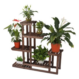 Multi Tier Wood Flower Rack Plant Stand Wood Shelves Bonsai Display Shelf Indoor Outdoor Yard Garden Patio Balcony Multifunctional Storage Rack Bookshelf Rack/Decorative Planter Pot Display Stand Pot