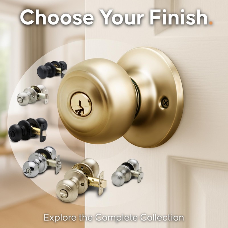 Copper Creek CKDB141PB Colonial Door Knob keyed Alike with Deadbolt