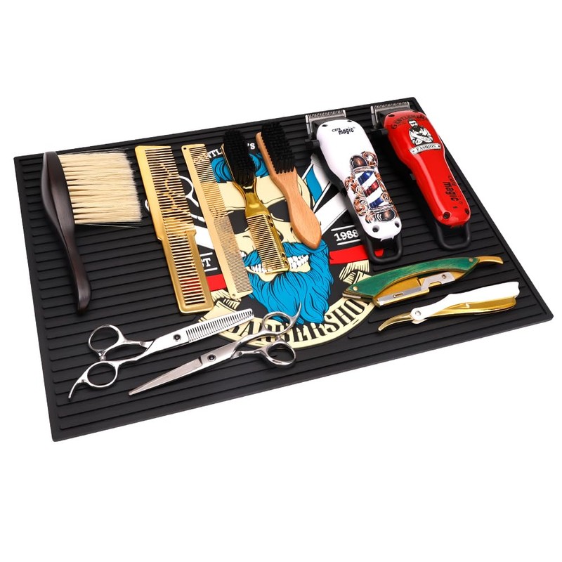 Barber Mat for Clippers, BarberTop 11.81"x17.72"Anti-Slip Flexible Rubber Barber Mat