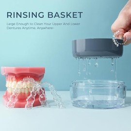 HEMILAB- Estuche para prótesis dentales, vaso hermético para remojar prótesis, recipientes para remojar prótesis, retenedores, estuche para guardar protectores bucales, caja de limpieza para prótesis