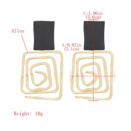 CYV Geometric Square Swirl Wire Spiral Drop Dangle Earrings For Women(gold)