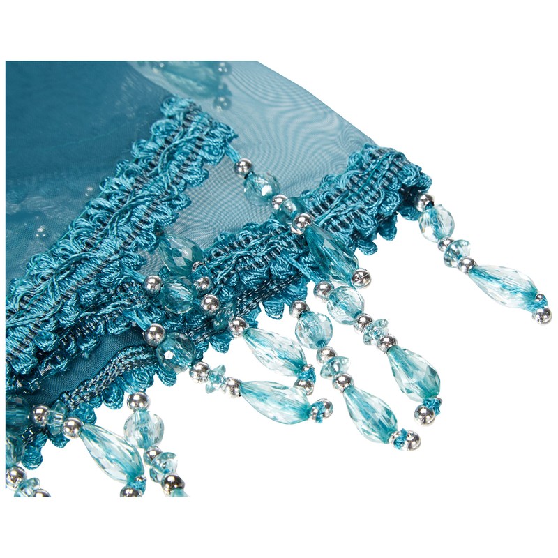 Alan Symonds Voile Curtain Swag with Crystal Beaded Trim Teal