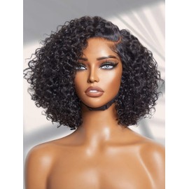 LUVME HAIR Short Curly Wig Human Hair 10 Inch Glueless Wigs Human Hair Pre Cut Lace Closure Undetectable HD Lace Wig