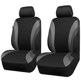 CAR PASS CAR PASS Line Rider Sporty Front Seat Covers,Gray Car Seat Covers Two Front Seats Only, Airbag Compatible,Universal Fit Sedans,Cars,Vans,SUV,Truck(Black and Gray)