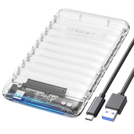 ORICO 2.5 Inch Hard Drive Case, USB C to SATA III Hard Disk Case 6Gbps Clear SSD Case for 7mm/9.5mm 2.5 Inch SATA SSD Hard Drive Up to 6TB Tool-Free UASP Support 2139C3-V1-CR