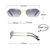 WDZAYXC Retro Rimless Sunglasses for Women Men Hexagonal Sunglasses, Gold/Gradient