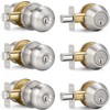 3 Sets Entry Door Knob and Single Cylinder Deadbolt Combo