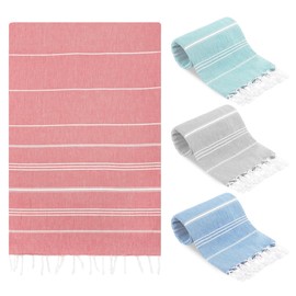 SUN NINJA Turkish Beach Towel, Quick Dry Sand Free Beach Towels for Adults and Kids, Lightweight and Highly Absorbent Travel Towel, Extra Large and Ultra Soft, 38X71 Inch