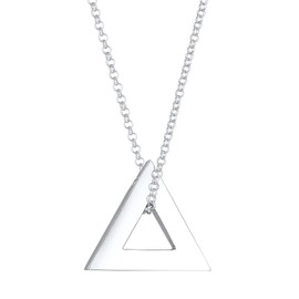 Kuzzoi Men's Necklace with Pendant in Triangle Shape (21 mm), Men's Necklace Made of 925 Sterling Silver, Chain with Triangle Pendant for Men, Men's Silver Chain with Pendant, Length 55 cm, Sterling