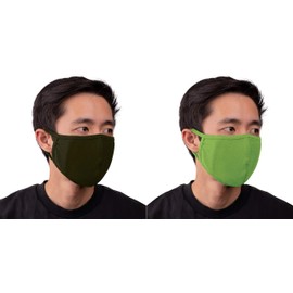 Auliné Collection 2PK Fashion Face Mask Made in USA Cotton Fabric Washable Reusable, 2PK Dk Olive/Lt Olive
