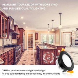 YGS-Tech 2 Inch LED Recessed Lighting, Dimmable Downlight 3W(35W Halogen Equivalent), CRI80, 2700K Ultra Warm White LED Ceiling Light with LED Driver(10 Pack)