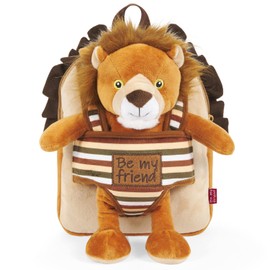 PERLETTI Cuddly Toy Backpack with Plush Removable Soft for Toddlers - Children's Backpack Plush Toy for Nurseries Baby Children 3 4 5 Years - Plush Toy Children's Bag - 22 x 25 x 3 cm, Lion, Plush