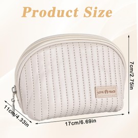 Qianyu Travel Makeup Bag Cute Soft Leather Cosmetic Pouch Portable Large Capacity Organizer Small Quilted Beauty Bag Waterproof Handy Zipper Pouch for Women Girls