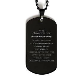 Mother's Day Unique Gifts for Grandfather, Inspirational Gifts from Grandchildren, Motivational Dog Tag Necklace