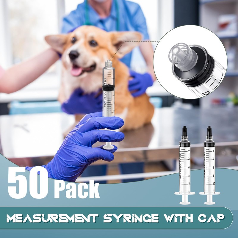 TrelaCo 50 Pack Syringe Without Needle Plastic Syringes with Cap
