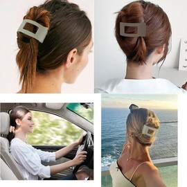 Flat Hair Clips for Women Girls, 5Pcs French Large Flat Claw Clips for Thick Hair, Strong Hold Grip No Slip Multicolor Matte