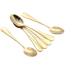 YUYUDEHM 6 PCS Mini Espresso Spoons, Stainless Steel Small Spoons for Dessert Coffee (Gold)
