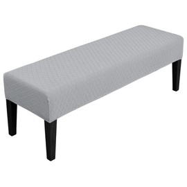 SPRINGRICO - Funda elástica para banco de comedor, extraíble, lavable, protector de asiento de banco rectangular para comedor, sala de estar, recámara, cocina (S2-gris plateado)