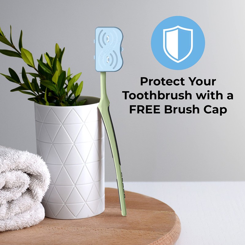 REACH Advanced Design Toothbrush with Toothbrush Cap, Angled Neck, Medium