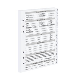 suituts 200 Sheets Dog Grooming Cards, 5.6" X 8.2" Pet Groomer Client Profile Binder Cards with Alphabetical Tabs, Kennel Care Client Record Book